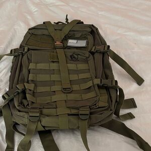 Men's Olive Tactical Backpack - Military-Style MOLLE Pack
